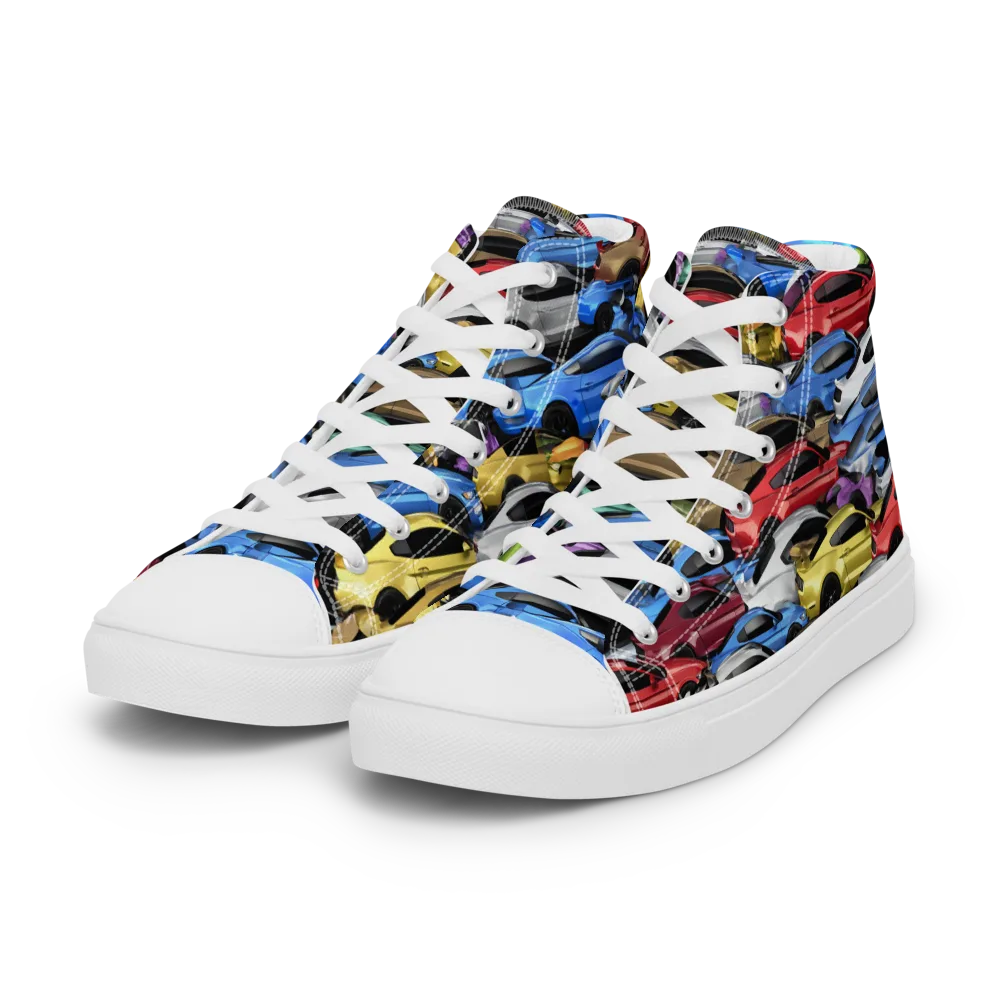 Neon Motorpool on Women's High Top Canvas Shoes — Left Front