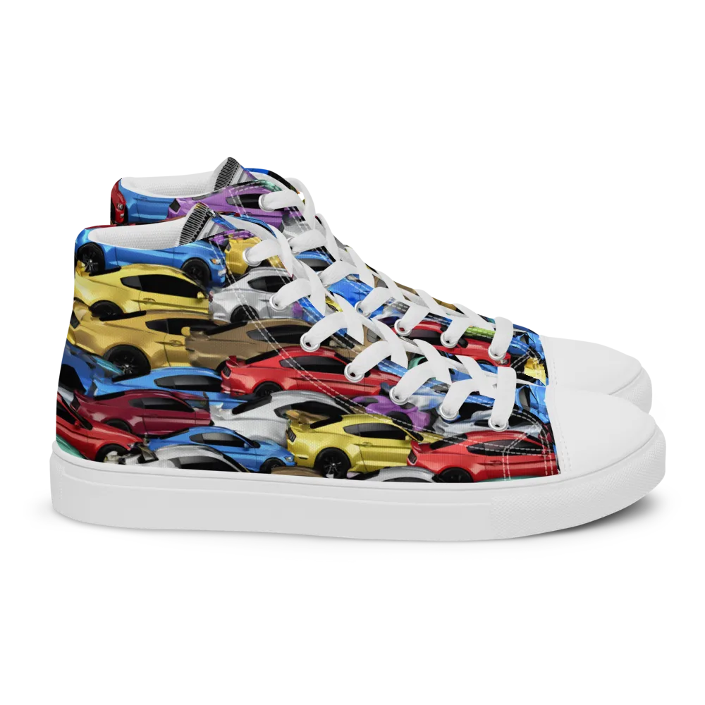 Neon Motorpool on Women's High Top Canvas Shoes — Right