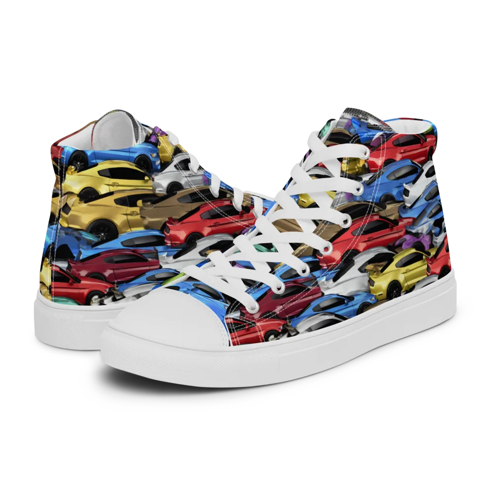 Neon Motorpool on Women's High Top Canvas Shoes — Left
