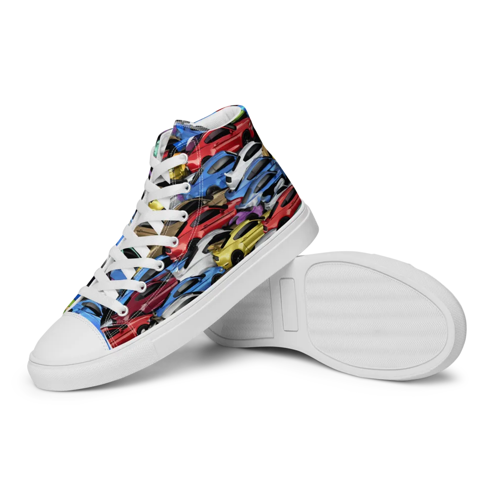 Neon Motorpool on Women's High Top Canvas Shoes — Left