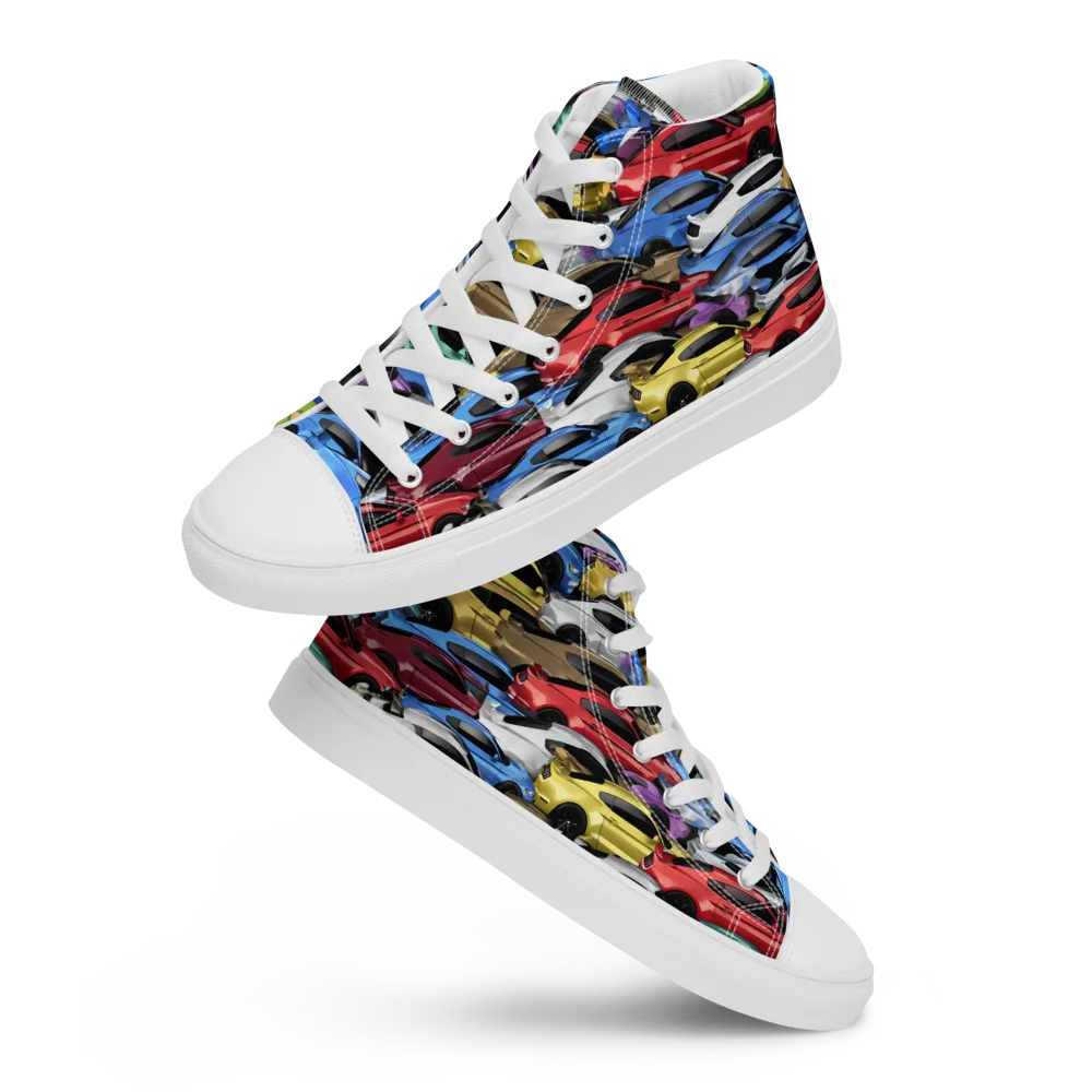 Neon Motorpool on Women's High Top Canvas Shoes — Front