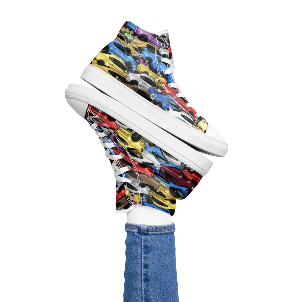 Neon Motorpool on Women's High Top Canvas Shoes — Left