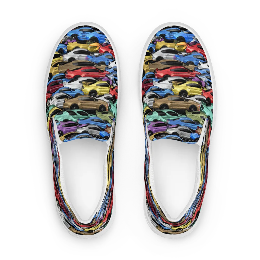 Neon Motorpool on Men's Slip-On Canvas Shoes — Front