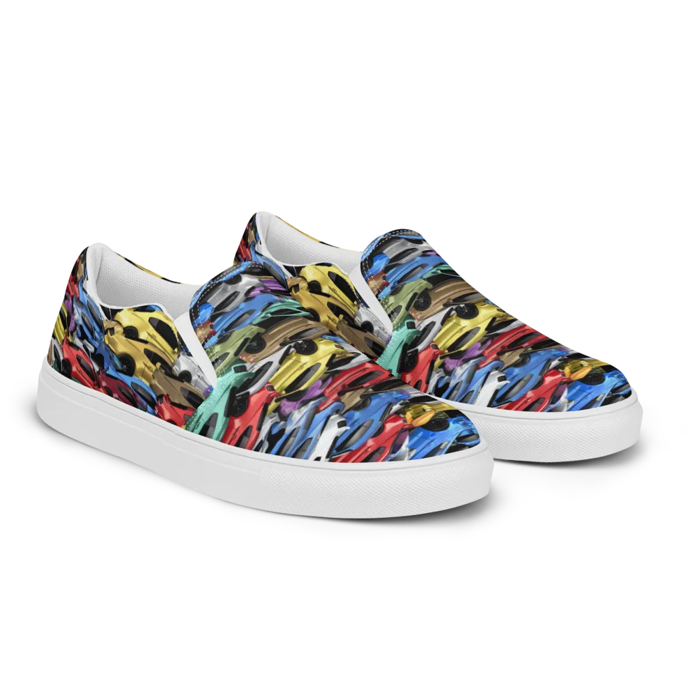 Neon Motorpool on Men's Slip-On Canvas Shoes — Right Front