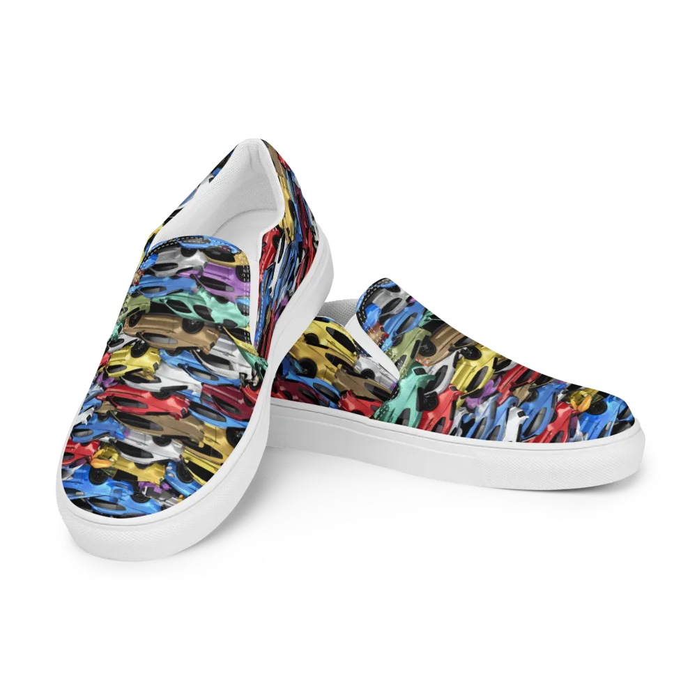 Neon Motorpool on Men's Slip-On Canvas Shoes — Left Front