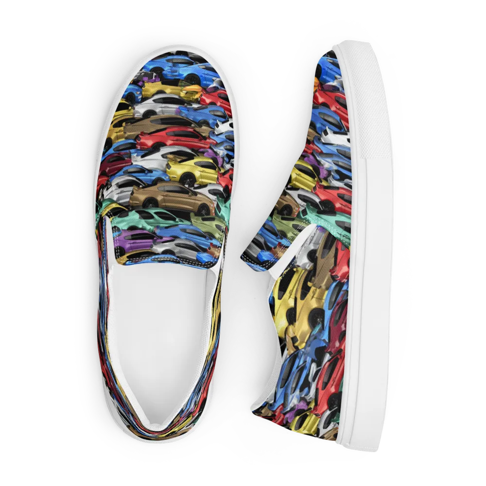Neon Motorpool on Men's Slip-On Canvas Shoes — Front