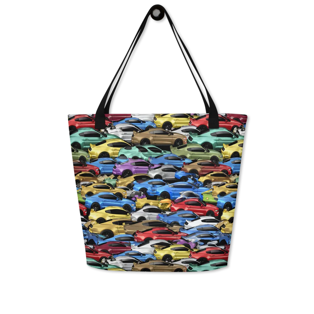 Neon Motorpool on Large Tote Bag W/ Pocket — Front