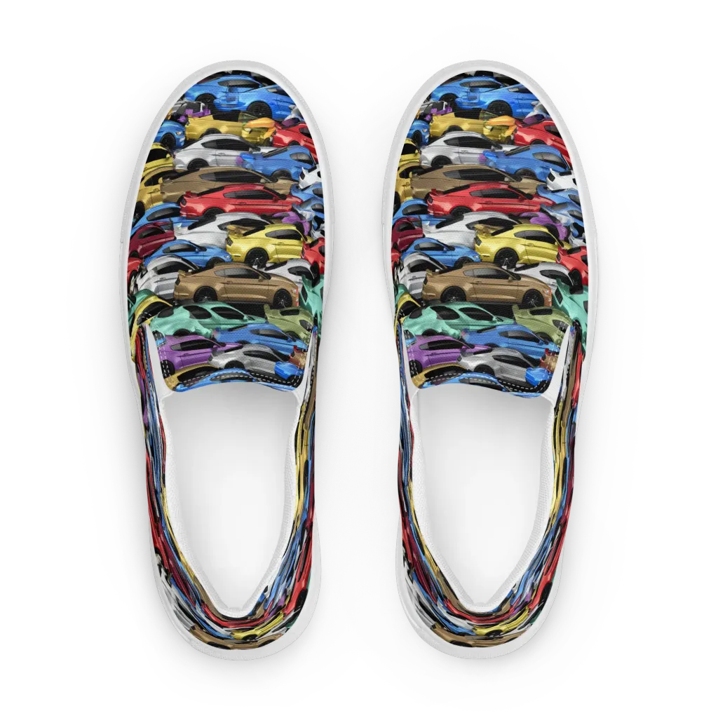Neon Motorpool on Women's Slip-On Canvas Shoes — Front