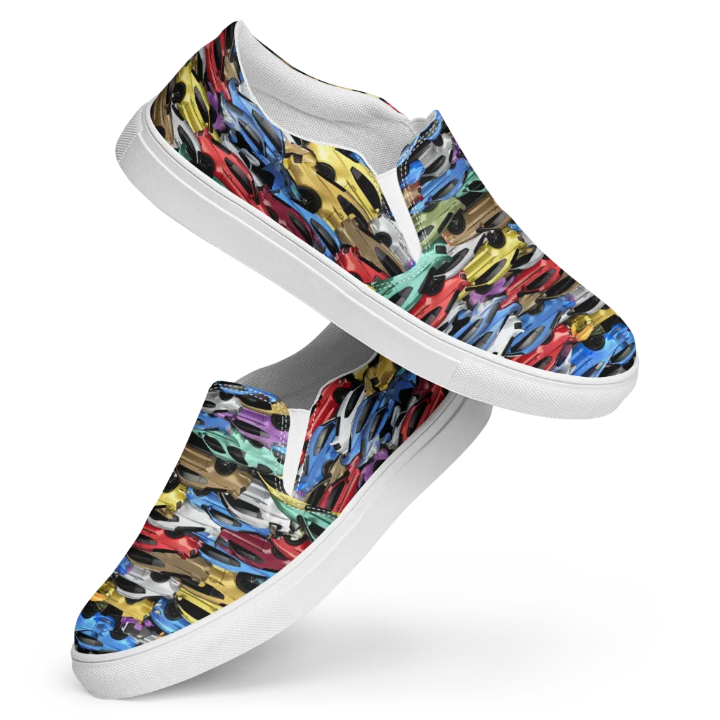 Neon Motorpool on Women's Slip-On Canvas Shoes — Front