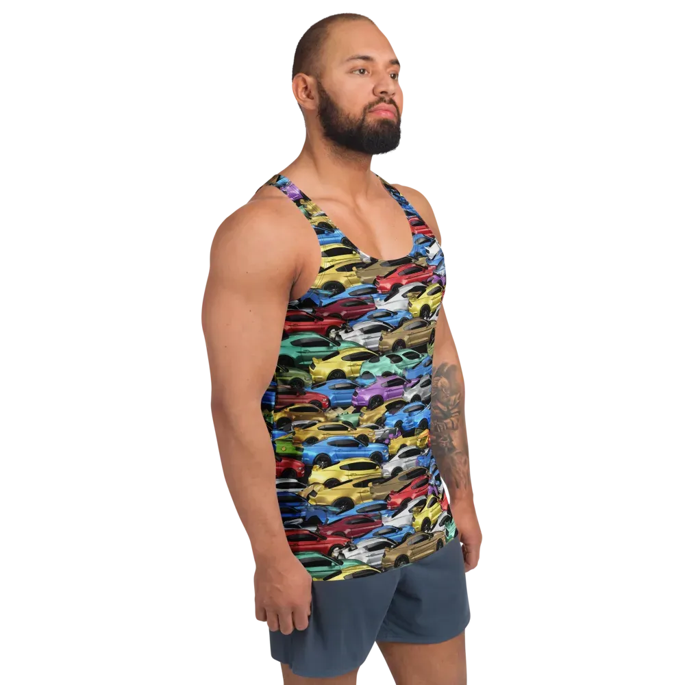 Neon Motorpool on Men's Tank Top — Right Front