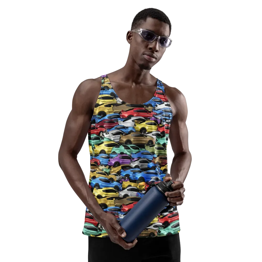 Neon Motorpool on Men's Tank Top — Front