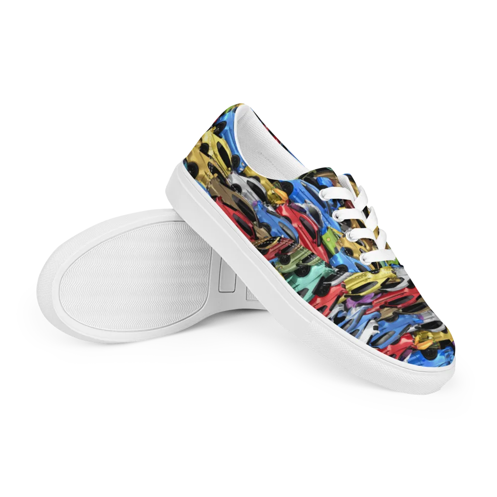 Neon Motorpool on Men's Lace-Up Canvas Shoes — Right Front