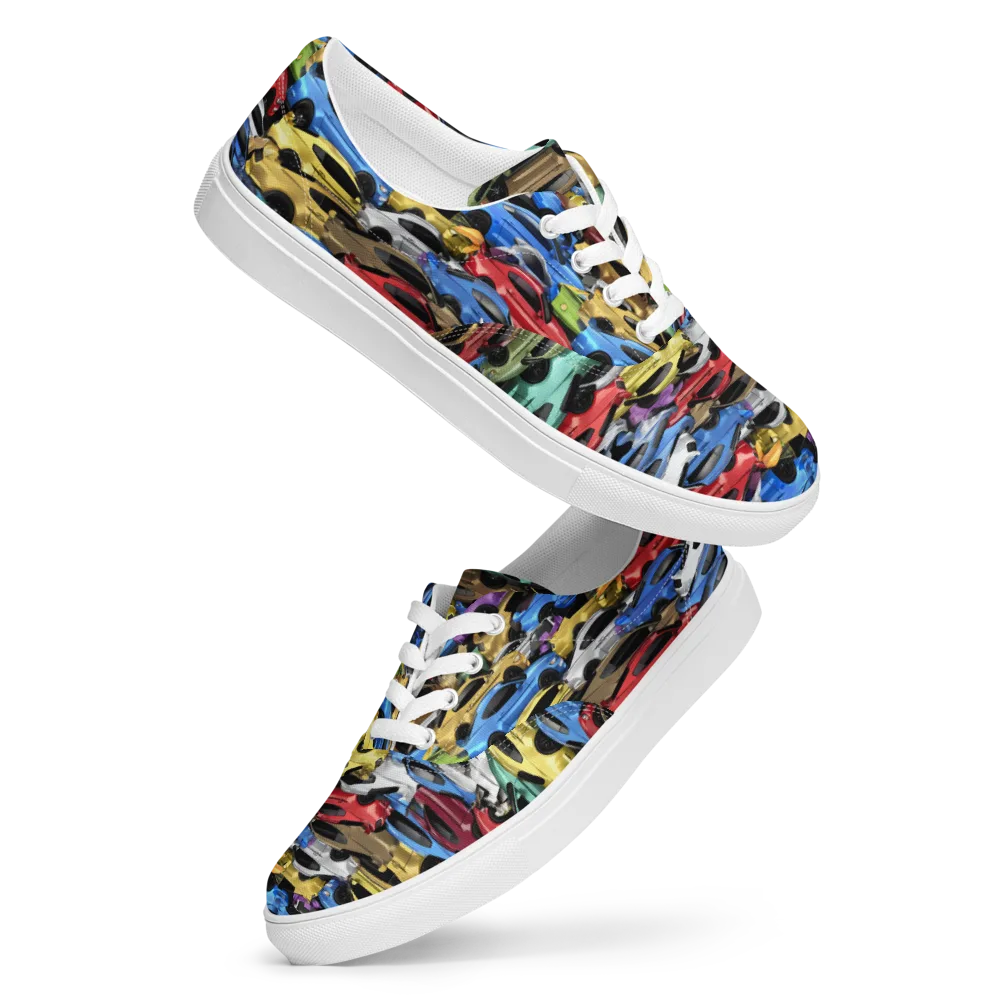 Neon Motorpool on Men's Lace-Up Canvas Shoes — Front