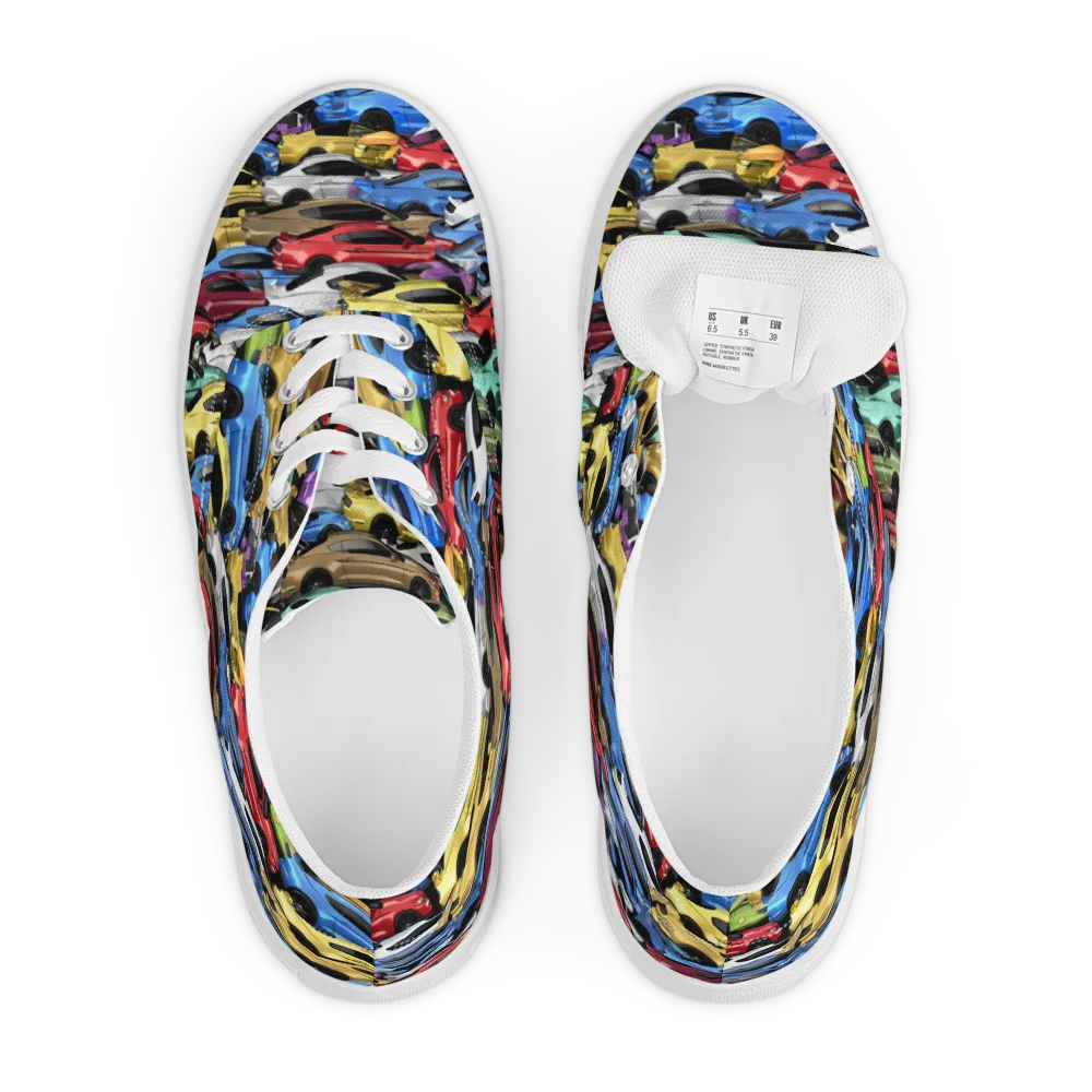 Neon Motorpool on Men's Lace-Up Canvas Shoes — Front