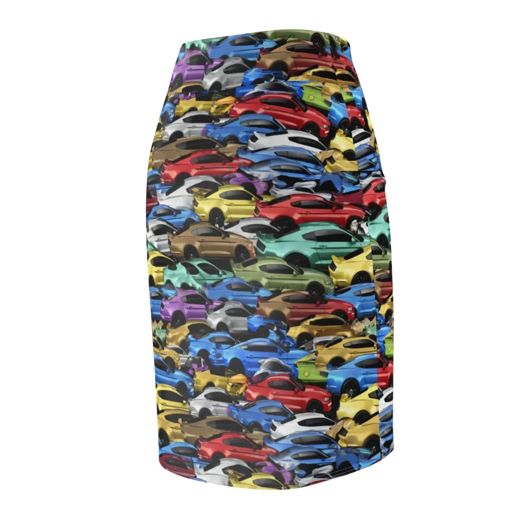 Neon Motorpool on Pencil Skirt — Back Side
