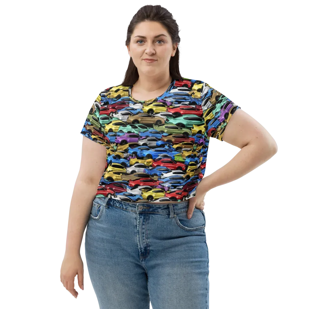 Neon Motorpool on Crop Tee — Front