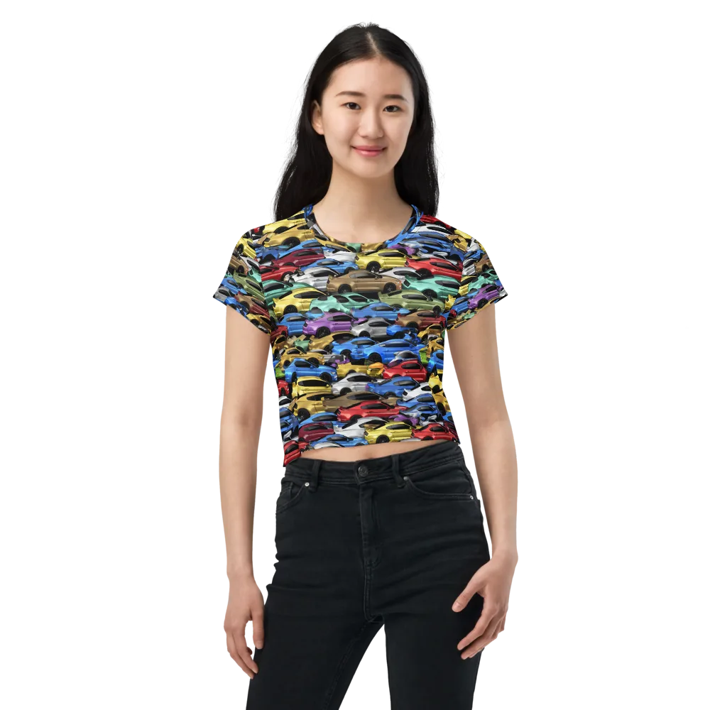 Neon Motorpool on Crop Tee — Front