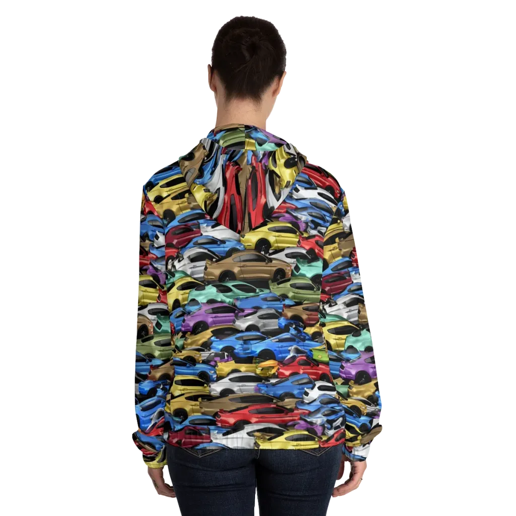 Neon Motorpool on Women's Full-Zip Hoodie — Back On Person