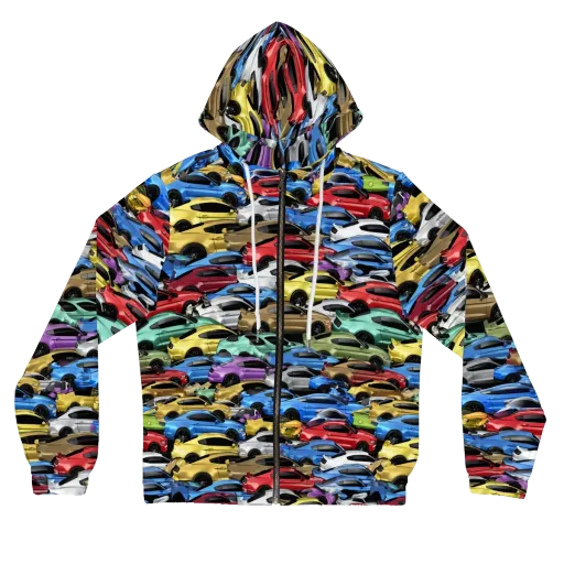 Neon Motorpool on a Women's Full-Zip Hoodie