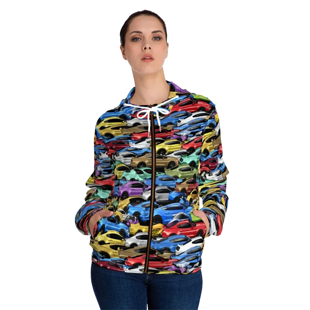 Neon Motorpool on Women's Full-Zip Hoodie — Front On Person