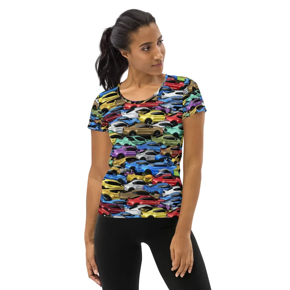 Neon Motorpool on Women's Athletic T-Shirt — Front