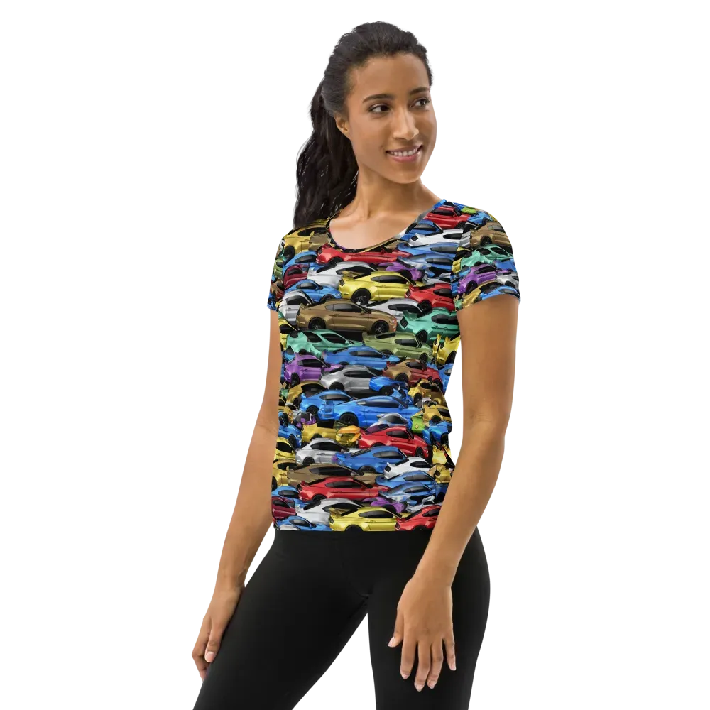 Neon Motorpool on Women's Athletic T-Shirt — Left