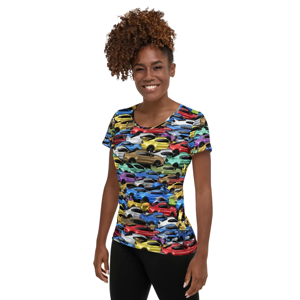 Neon Motorpool on Women's Athletic T-Shirt — Left