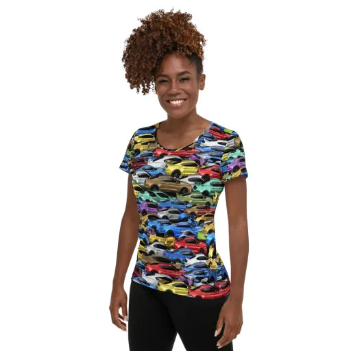 Neon Motorpool on a Women's Athletic T-Shirt