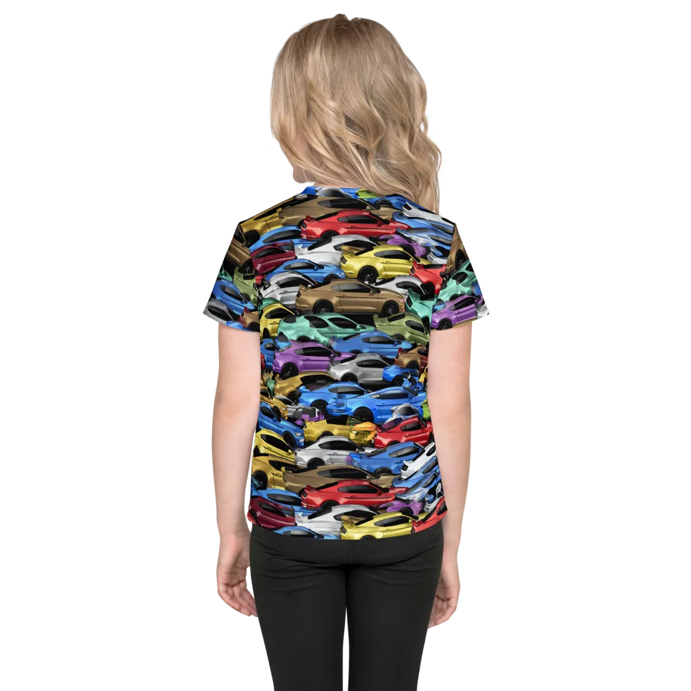 Neon Motorpool on Kids Crew Neck T-Shirt — Back