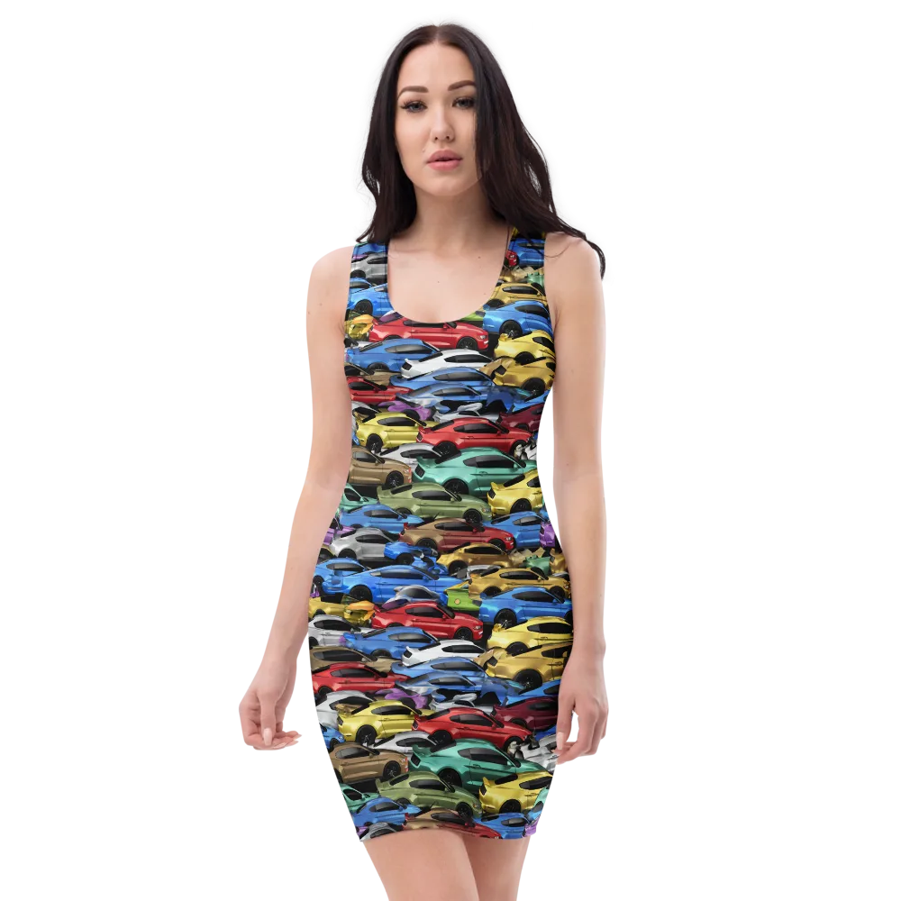 Neon Motorpool on Bodycon Dress — Front