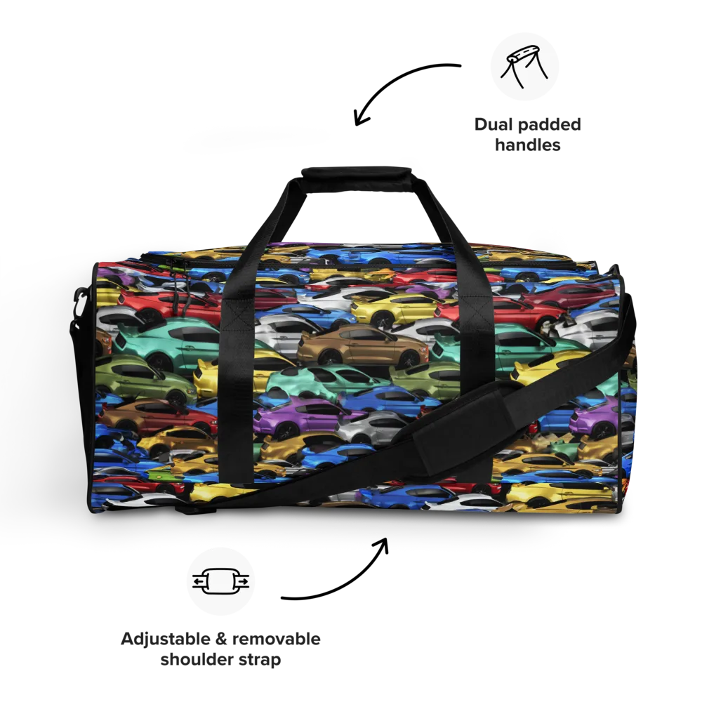 Neon Motorpool on Duffle Bag — Front