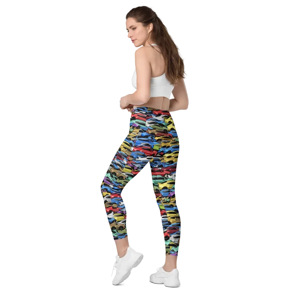 Neon Motorpool on Leggings with Pockets — Left Back