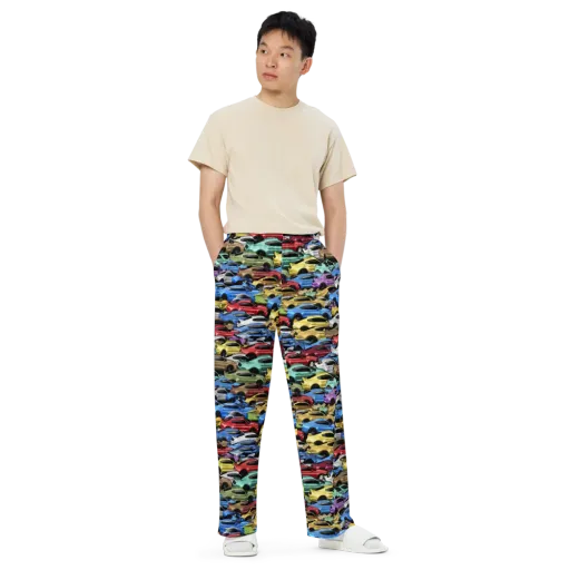 Neon Motorpool on a Wide-Leg Pants