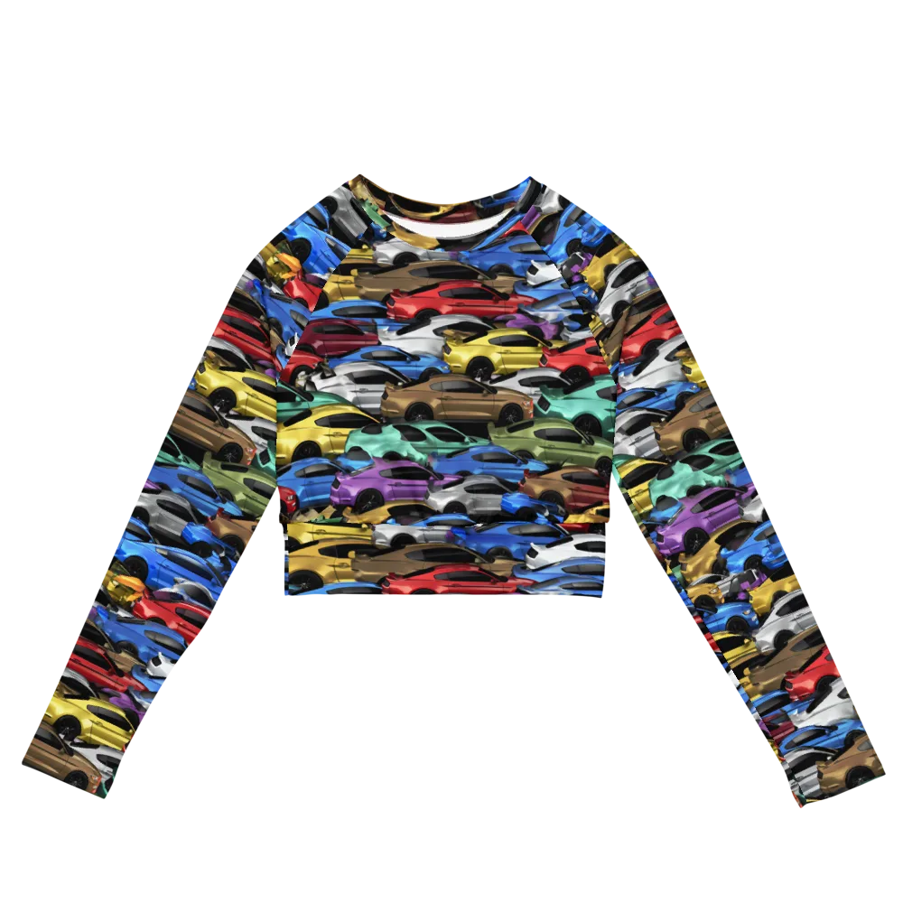 Neon Motorpool on Long Sleeve Crop Top — Front