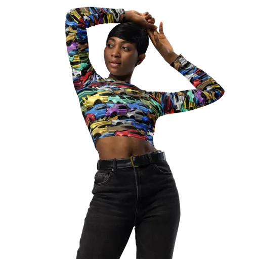 Neon Motorpool on a Long Sleeve Crop Top
