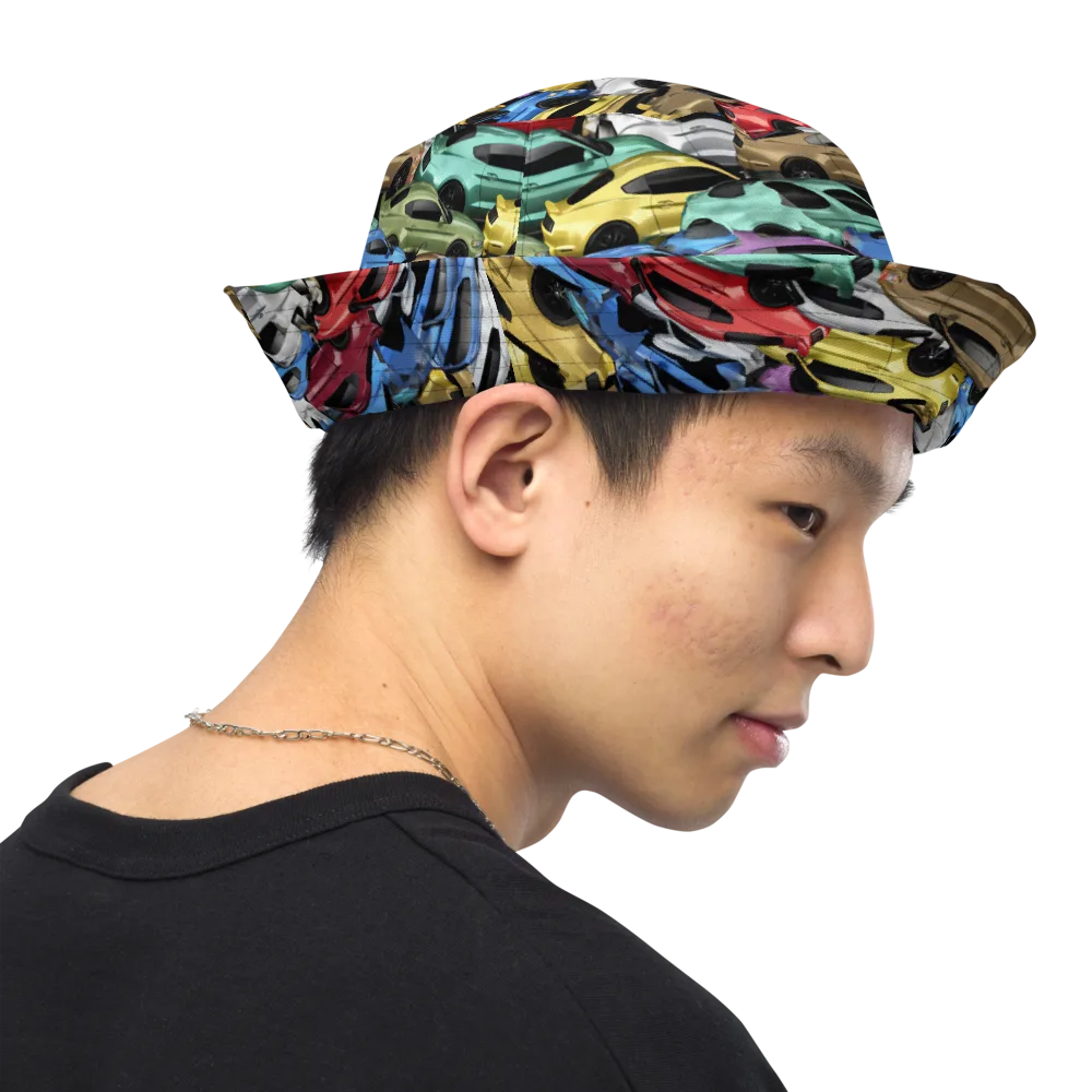 Neon Motorpool on Reversible Bucket Hat — Right Outside