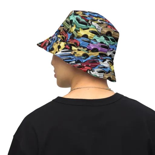 Neon Motorpool on a Reversible Bucket Hat