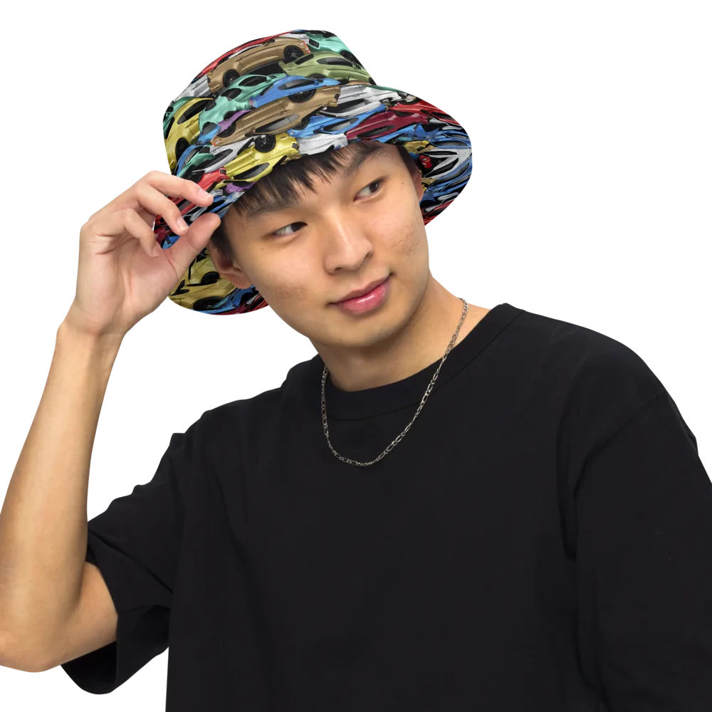 Neon Motorpool on Reversible Bucket Hat — Front Inside