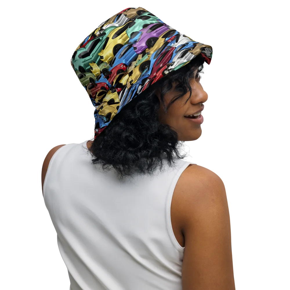 Neon Motorpool on Reversible Bucket Hat — Right Outside