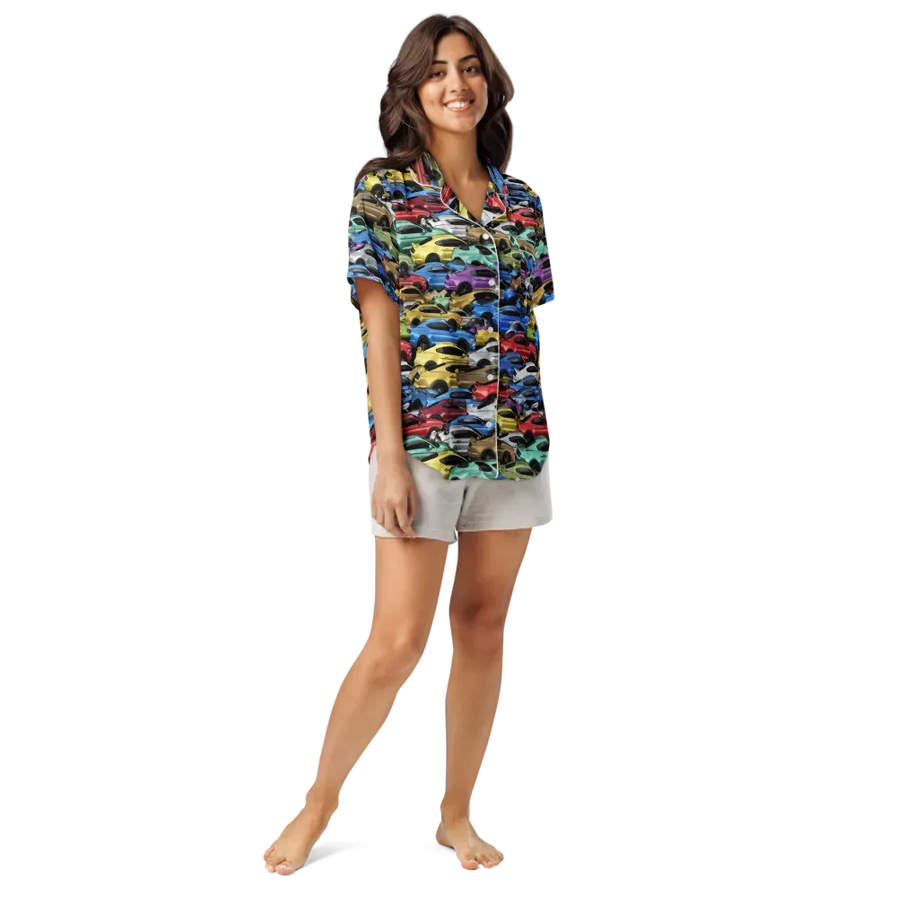 Neon Motorpool on Women's Short Sleeve Pajama Top — Front