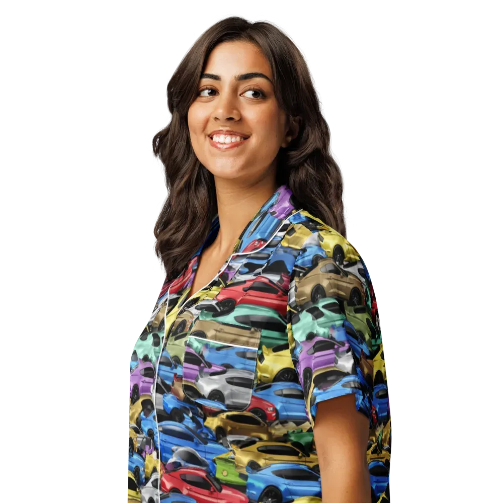 Neon Motorpool on Women's Short Sleeve Pajama Top — Left Front