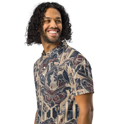 Crimson Reliquary on a Men's Slim Fit Polo Shirt