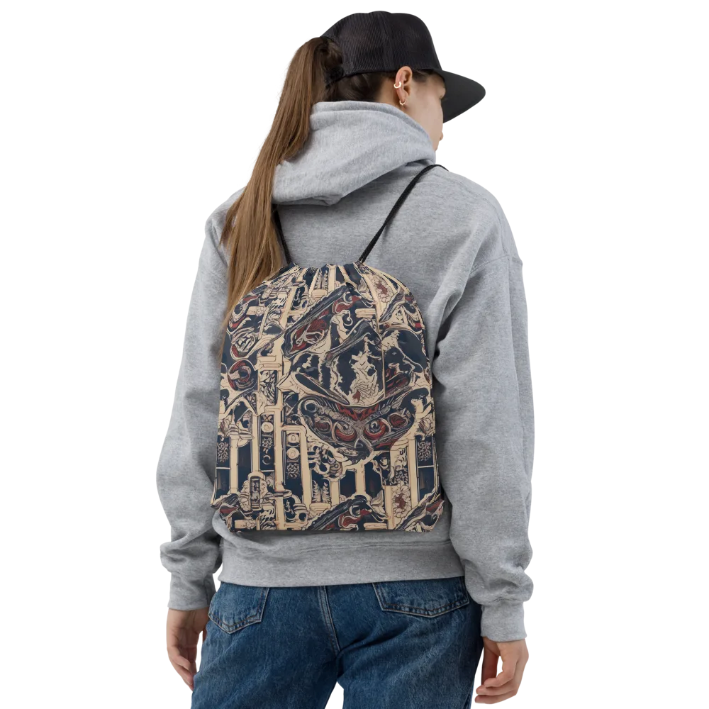 Crimson Reliquary on Drawstring Bag — Front