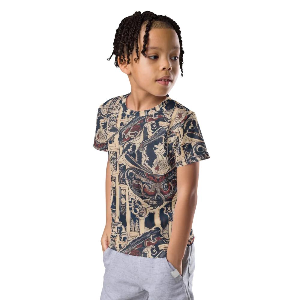 Crimson Reliquary on Kids Crew Neck T-Shirt — Left Front