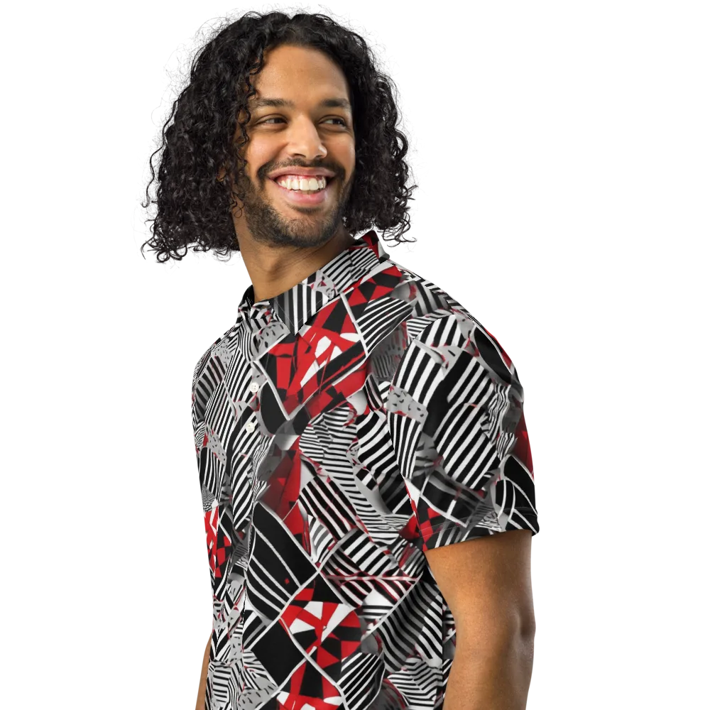 Striped Tectonics on Men's Slim Fit Polo Shirt — Left Front