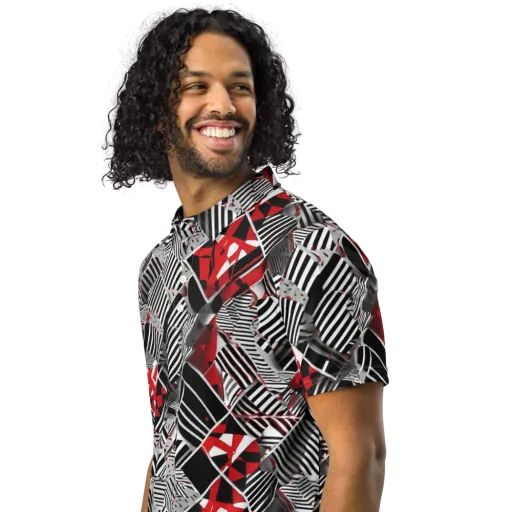 Striped Tectonics on a Men's Slim Fit Polo Shirt