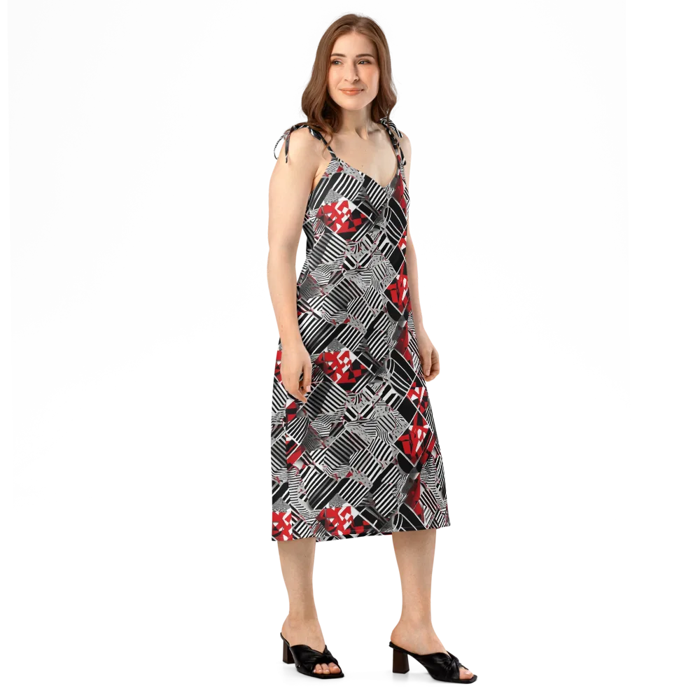 Striped Tectonics on Slip Dress — Right Front