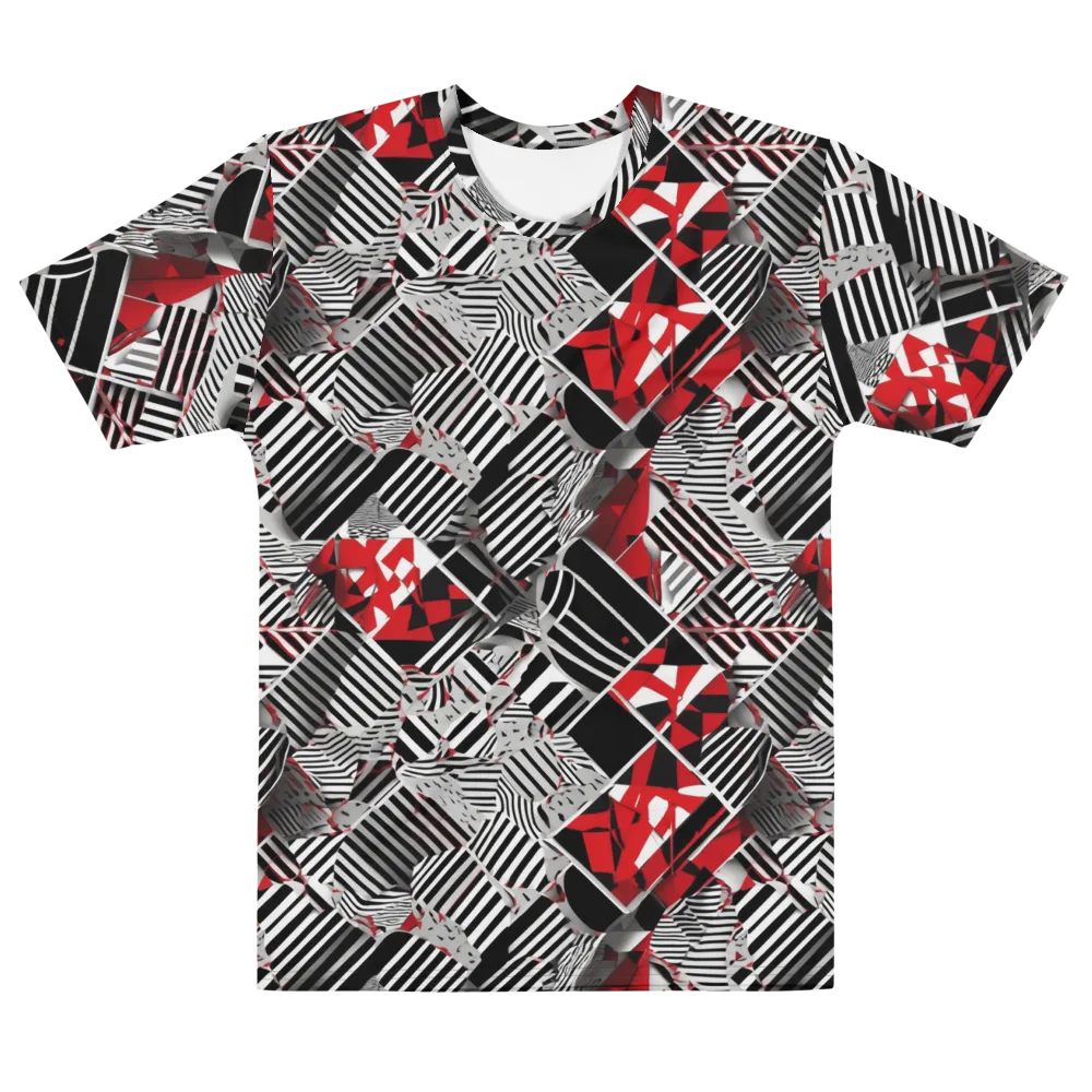Striped Tectonics on Men's Cotton Crew Neck T-Shirt — Front
