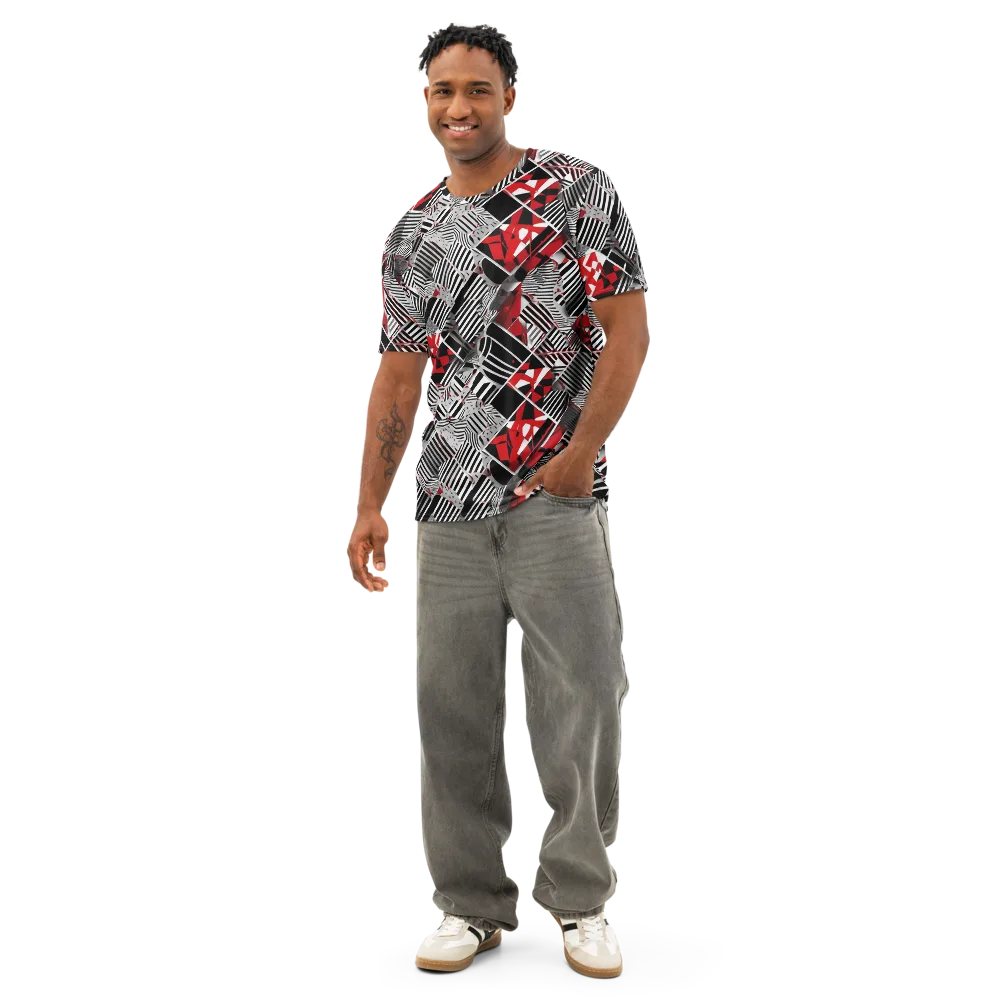 Striped Tectonics on Men's Cotton Crew Neck T-Shirt — Front