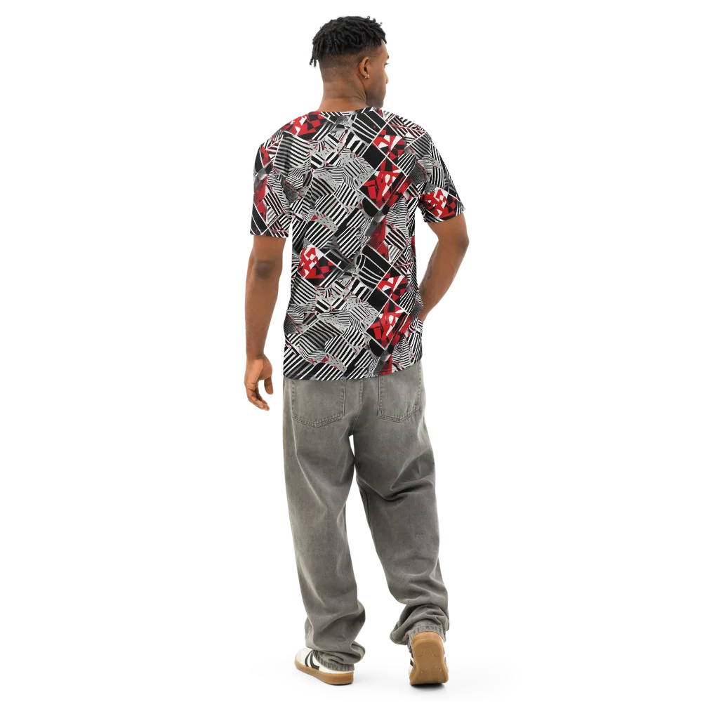 Striped Tectonics on Men's Cotton Crew Neck T-Shirt — Back